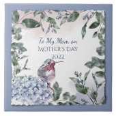 母の日の水彩花と鳥 タイル (正面)