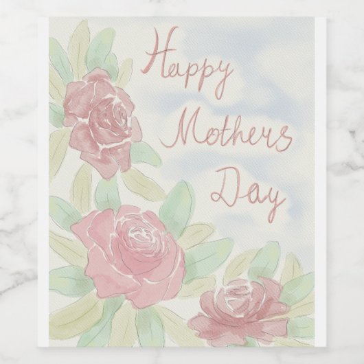 母の日の水色 ワインラベル (シングルラベル)