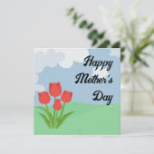 母の日の漫画のチューリップカラフル サンキューカード (スタンド正面)