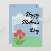 母の日の漫画 チューリップ カラフル ポストカード (正面/裏面)