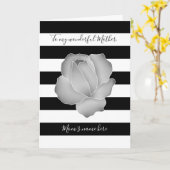 母の日の灰色のバラおよび白黒ストライブ柄 カード (黄色い花)