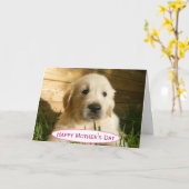 母の日の犬のママ 世界で最高のペット写真 カード (黄色い花)