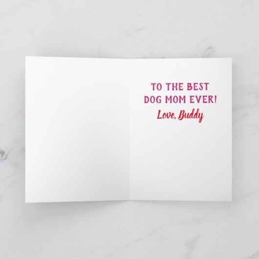 母の日の犬のママ 世界で最高のペット写真 カード (内部)