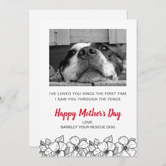 母の日の犬の写真がレスキュー犬のペットから シーズンカード (正面/裏面)