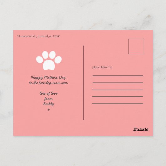 母の日の犬の母の写真 ポストカード (裏面)