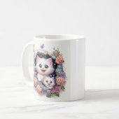 母の日の猫が壁から現れる コーヒーマグカップ (正面左)