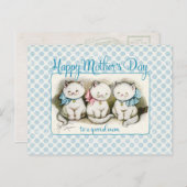 母の日の猫ちゃんヴィンテージ複製葉書 ポストカード (正面/裏面)