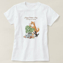 母の日の猫のガーデニングラブ  Tシャツ