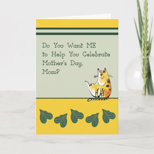 母の日の猫のユーモアのあるカード カード (正面)