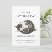 母の日の猫の写真やカスタムイラストレーション シーズンカード (スタンド正面)