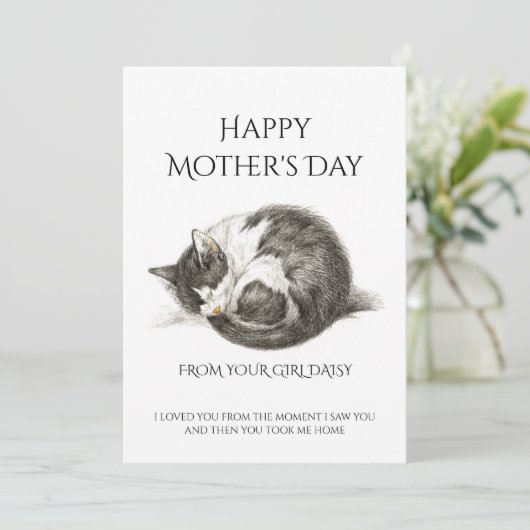 母の日の猫の写真やカスタムイラストレーション シーズンカード (スタンド正面)