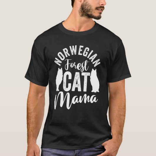 母の日の猫ママ猫ノルウェーの森の猫ママ Tシャツ (正面)
