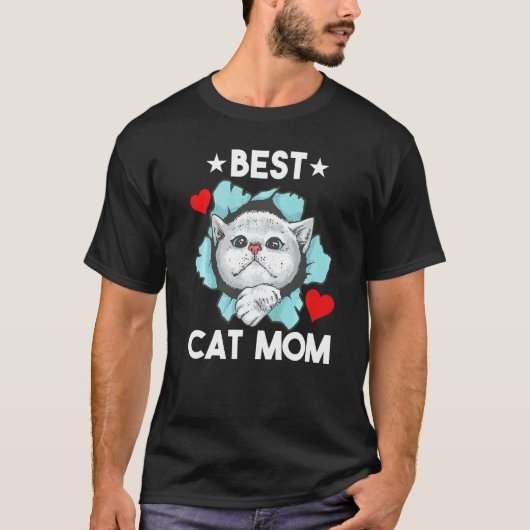 母の日の猫ママ Tシャツ (正面)