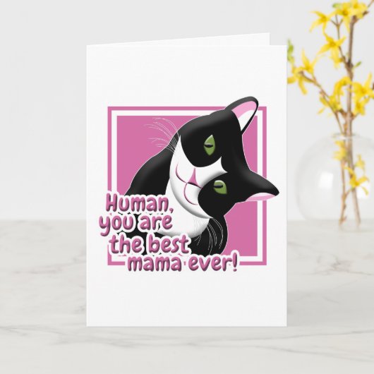 母の日の猫 カード (黄色い花)