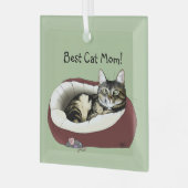 母の日の猫 ガラスオーナメント (正面左)