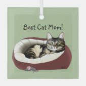 母の日の猫 ガラスオーナメント (正面)