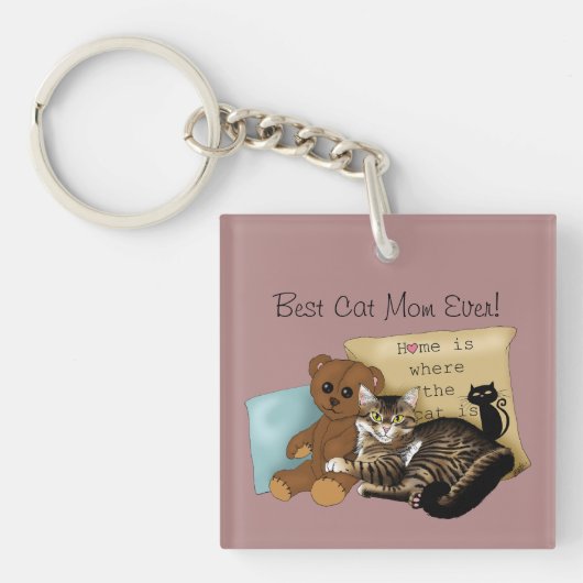 母の日の猫 キーホルダー (正面)