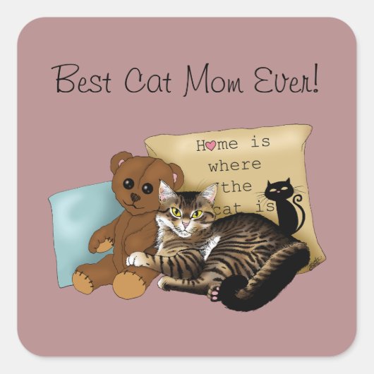 母の日の猫 スクエアシール (正面)