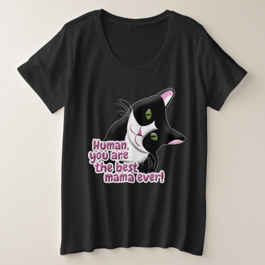 母の日の猫 プラスサイズTシャツ (デザイン正面)