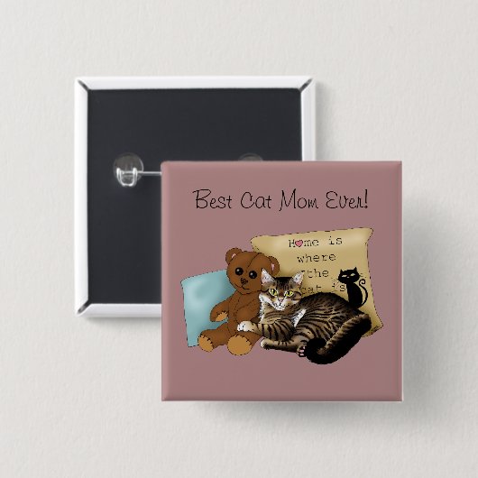 母の日の猫 缶バッジ (正面&裏面)