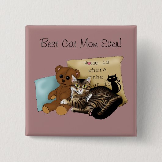 母の日の猫 缶バッジ (正面)