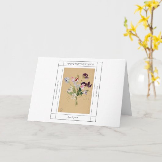 母の日の甘いエンドウ カード (黄色い花)