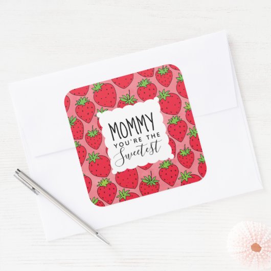 母の日の甘い母イチゴ スクエアシール (封筒)