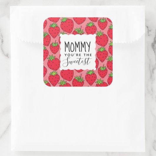 母の日の甘い母イチゴ スクエアシール (バッグ)