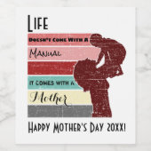 母の日の生活がマニュアル来できない ワインラベル (シングルラベル)