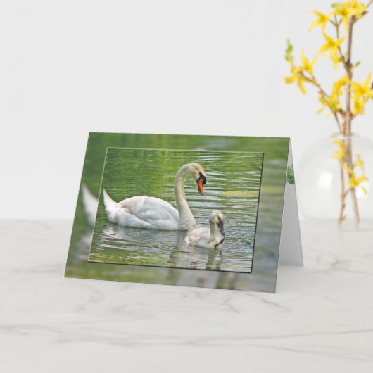 母の日の白鳥 カード (黄色い花)