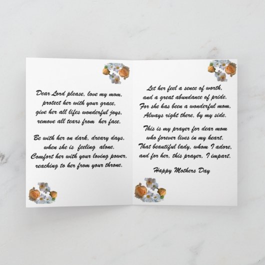 母の日の祈りの言葉 カード (内部)