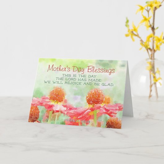 母の日の祝福詩篇118:24 この日は主が造り給いし日 カード (黄色い花)