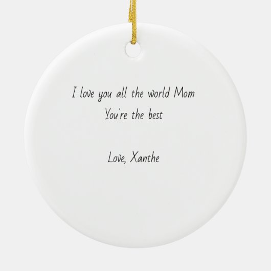 母の日の私とかわいい母モーのベビー牛 セラミックオーナメント (裏面)