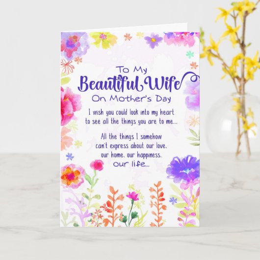 母の日の私の美しい妻に カード (黄色い花)