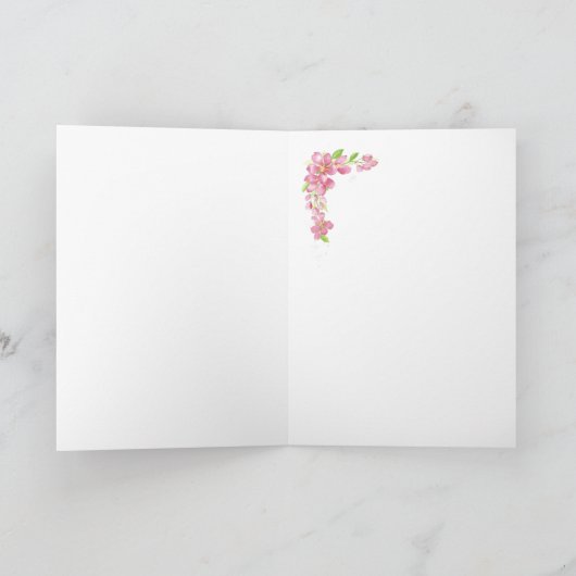 母の日の空白のさくらんぼの花、スズメ、鳥 シーズンカード (内部)