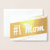 母の日の第1お母さんのヴィンテージ 箔カード (封筒付き正面)