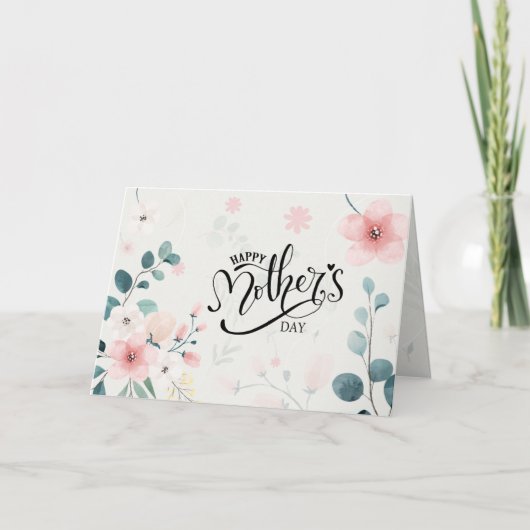 母の日の箴言31聖書聖句ピンクフローラ シーズンカード (正面)