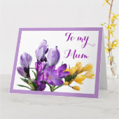 母の日の紫と黄色のクロッカスの花のカード カード (黄色い花)
