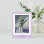 母の日の紫のヴィンテージの絵画芸術 ポストカード (スタンド正面)