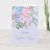 母の日の紫色とピンクのあじさいカード 招待状 (正面)