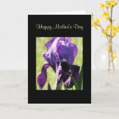母の日の紫色のアイリス カード (黄色い花)