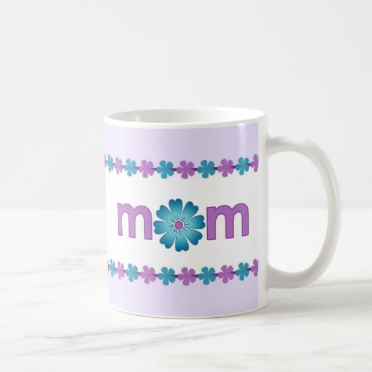 母の日の紫色の春の花のマグ コーヒーマグカップ (右)