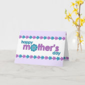 母の日の紫色の春の花の挨拶状 カード (黄色い花)