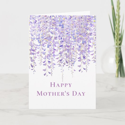 母の日の紫色の藤の花カード 招待状 (正面)