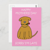 母の日の終わりの漫画の子犬 ポストカード (正面/裏面)