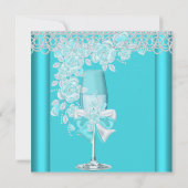 母の日の美しいターコイズローズとシャンパンブランチ 2C 招待状 (裏面)