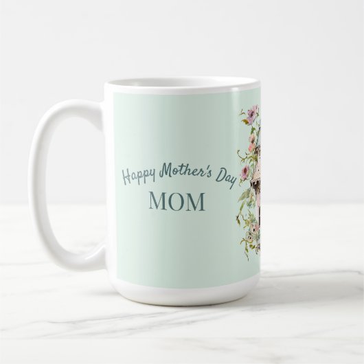 母の日の美しいビクトリアンスタイルの鳥小屋 コーヒーマグカップ (左)