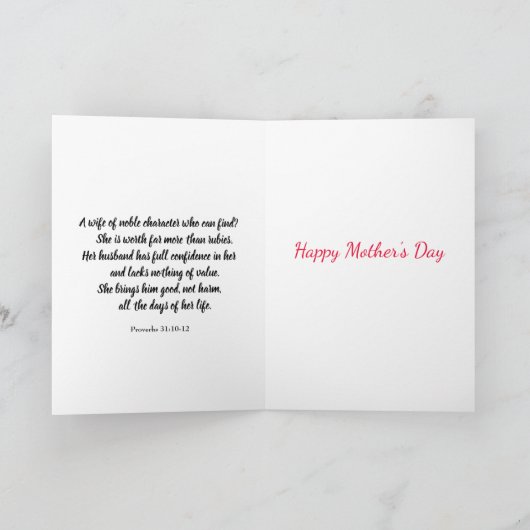 母の日の美しい妻のために カード (内部)