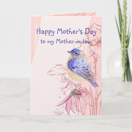 母の日の義母ブルーバードガーデンバード カード (正面)