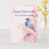 母の日の義母ブルーバードガーデンバード カード (黄色い花)